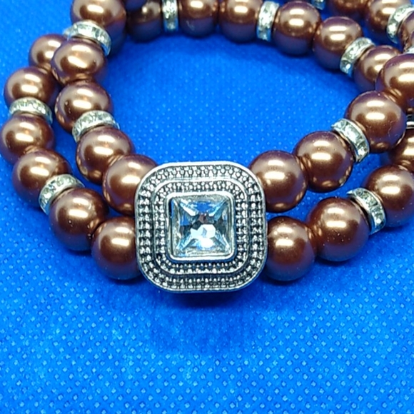 8 " rose gold and rhinestone snap button bracelet - Picture 3 of 4